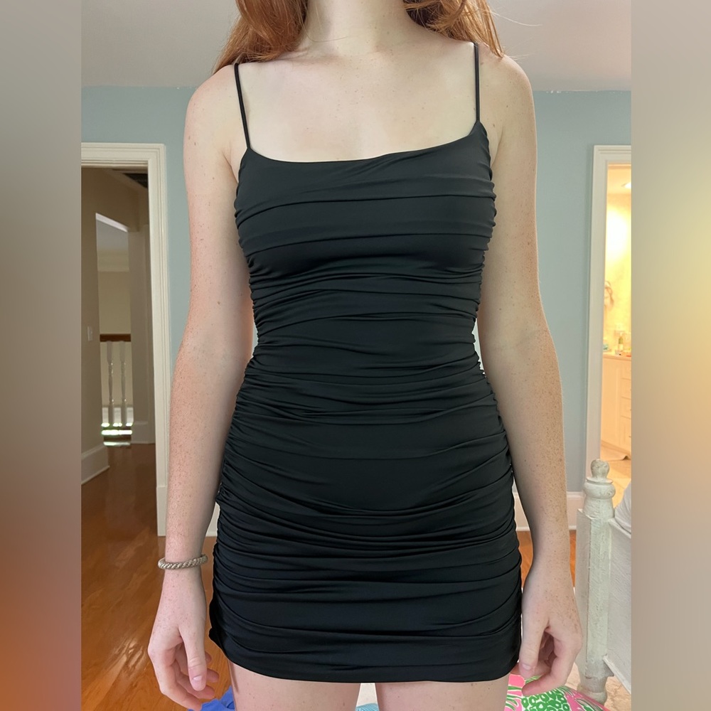 Lucy In The Sky Black Sparkle Back Mini Dress Size M